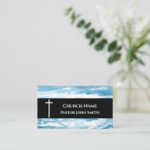 Church Pastor Abstract Blue Ocean Christian Visitenkarte (Stehend Vorderseite)