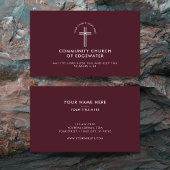 Church Pastor Modern Minimal Custom Logo Maroon Visitenkarte