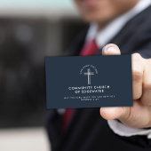 Church Pastor Modern Minimal Custom Logo Navy Visitenkarte