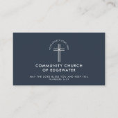 Church Pastor Modern QR Code Custom Logo Navy Visitenkarte (Vorderseite)