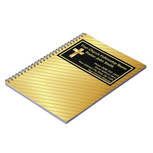 Church Pastor schwarz und gold Notebook Notizblock (Linke Seite)