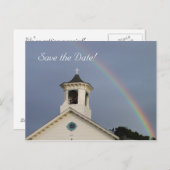 Church Rainbow Save the Date Ankündigungspostkarte (Vorne/Hinten)