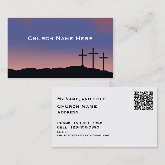 Church / Religious Three crosses with QR code Visitenkarte (Vorne/Hinten)