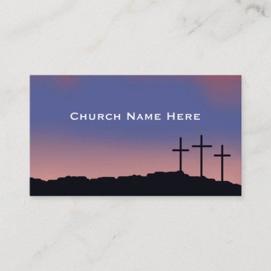 Church / Religious Three crosses with QR code Visitenkarte (Vorderseite)