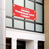 Church Rummage Sale! Benutzerdefiniertes rotes Ban Banner (Äußeres Gebäude)