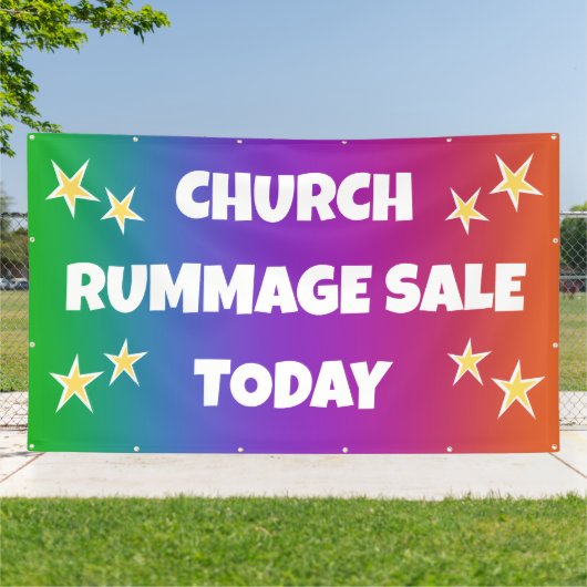 Church Rummage Sale! Regenbogenbanner Banner (Außenbereich)