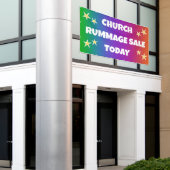 Church Rummage Sale! Regenbogenbanner Banner (Äußeres Gebäude)