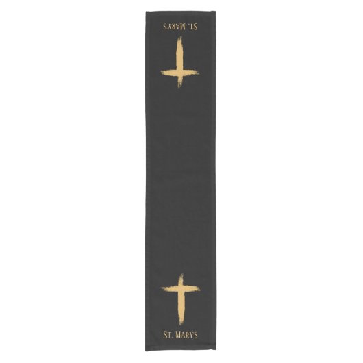 Church Service Gold Cross Table Runner Kurzer Tischläufer (Vorderseite)
