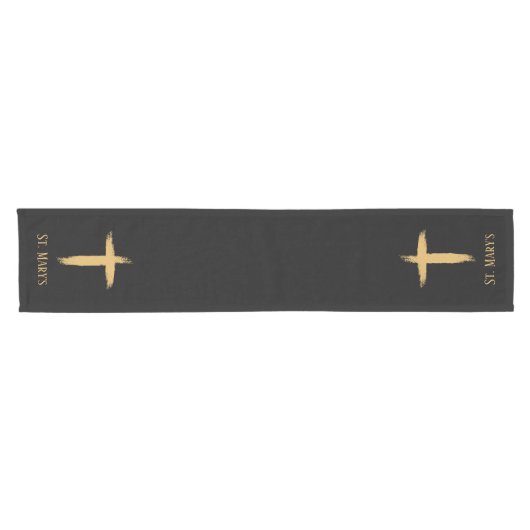 Church Service Gold Cross Table Runner Kurzer Tischläufer (Horizontal)