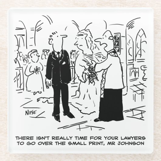 Church Service Wedding Vicar sagt Nein zu Anwälten Glasuntersetzer (Vorderseite)