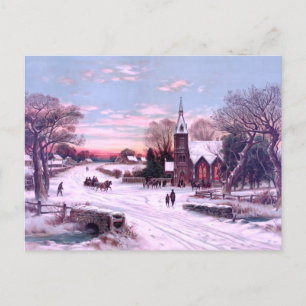 Church Services Weihnachtsabend Feiertagspostkarte