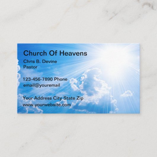 Church Sky Sun Light Beams Business Cards Visitenkarte (Vorderseite)