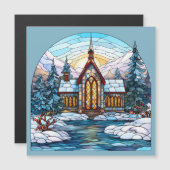 Church Steepe Christmas Magnetic Card Magnetkarte (Vorne/Hinten)