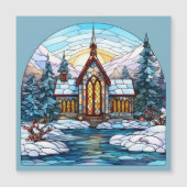 Church Steepe Christmas Magnetic Card Magnetkarte (Vorderseite)
