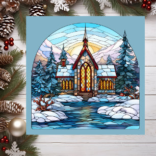 Church Steepe Christmas Magnetic Card Magnetkarte