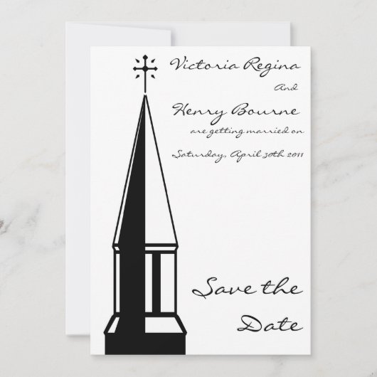 Church Steeple Save the Date Einladung (Vorderseite)