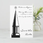 Church Steeple Save the Date Einladung (Stehend Vorderseite)