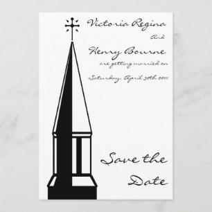 Church Steeple Save the Date Einladung