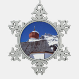 Church Stuben Austria Holiday Card Canvas Print Ph Schneeflocken Zinn-Ornament