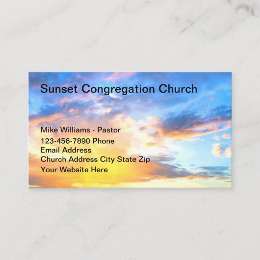 Church Sunset Landschaftlich Business Cards Visitenkarte (Vorderseite)