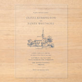 Church Venue Sketch Minimalist Wedding  Acryleinladungen (Vorderseite)