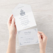 Church Venue Sketch Minimalist Wedding All In One Einladung (Abreißtisch)