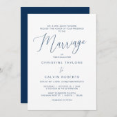 Church Wedding, beide Eltern Hosting, Navy Blue Einladung (Vorne/Hinten)