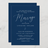 Church Wedding, beide Eltern Hosting, Navy Blue Einladung (Vorne/Hinten)