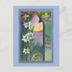 Church Window, Quatrefoils and Easter Lily Feiertagspostkarte