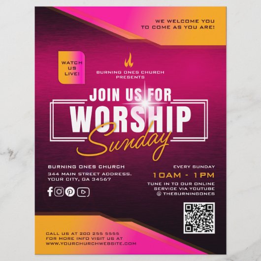 Church Worship Sunday Marketing Advertising Flyer (Vorne)