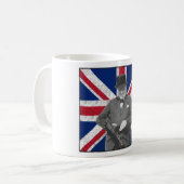 Churchill, der mit der britischen Flagge aufwirft Kaffeetasse (Vorderseite Links)