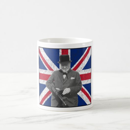 Churchill, der mit der britischen Flagge aufwirft Kaffeetasse (Mittel)