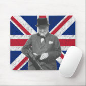Churchill, der mit einem Tommy-Gewehr aufwirft Mousepad (Mit Mouse)
