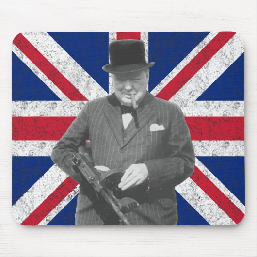 Churchill, der mit einem Tommy-Gewehr aufwirft Mousepad (Vorne)
