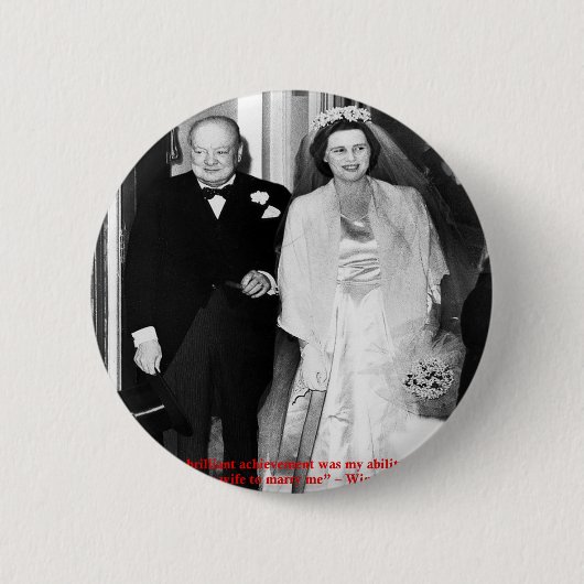 Churchill & Famous Marriage Quote Button (Vorderseite)