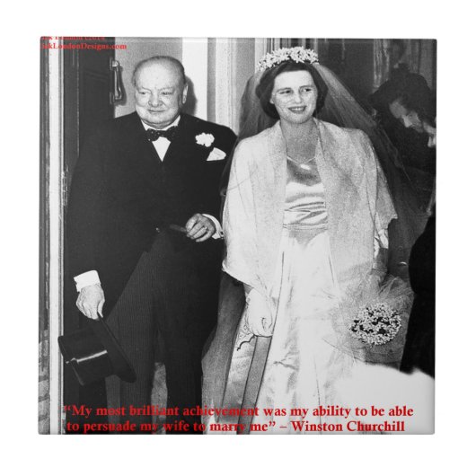 Churchill & Famous Marriage Quote Fliese (Vorderseite)