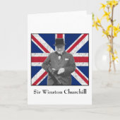 Churchill Posing mit der britischen Flagge Karte (Gelbe Blume)
