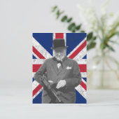 Churchill Posing mit der britischen Flagge Postkarte (Stehend Vorderseite)