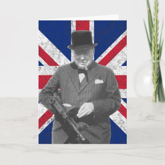 Churchill Posing With The British Flag Karte (Vorderseite)