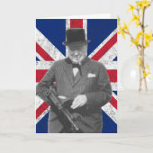 Churchill Posing With The British Flag Karte (Gelbe Blume)