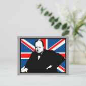 Churchill und Union Jack Postkarte (Stehend Vorderseite)