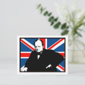 Churchill und Union Jack Postkarte (Stehend Vorderseite)
