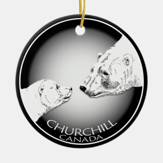 Churchill Verzierungs-personalisierter polarer Bär Keramik Ornament (Vorne)