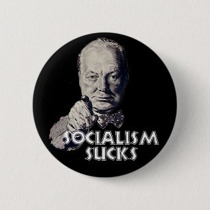 Churchill Zitat: Sozialismus ist zum Kotzen! Button