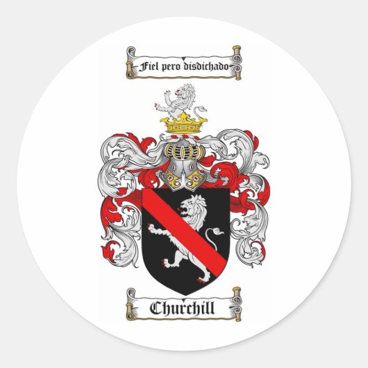 CHURCHILLES FAMILIENWAPPEN - KIRCHILENMUSTER RUNDER AUFKLEBER (Vorderseite)