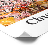 Chureito Pagoda Japan Reisen Wasserfarbe Hand gezo Poster (Ecke)