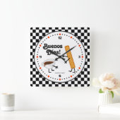Churro and Chocolate Buenos Dias - Freundliche Leb Quadratische Wanduhr (Zuhause)