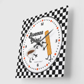 Churro and Chocolate Buenos Dias - Freundliche Leb Quadratische Wanduhr (Winkel)