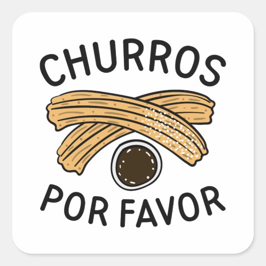 Churros Por Favor Quadratischer Aufkleber (Vorderseite)