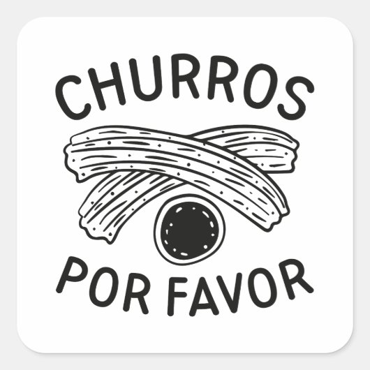 Churros Por Favor Quadratischer Aufkleber (Vorderseite)